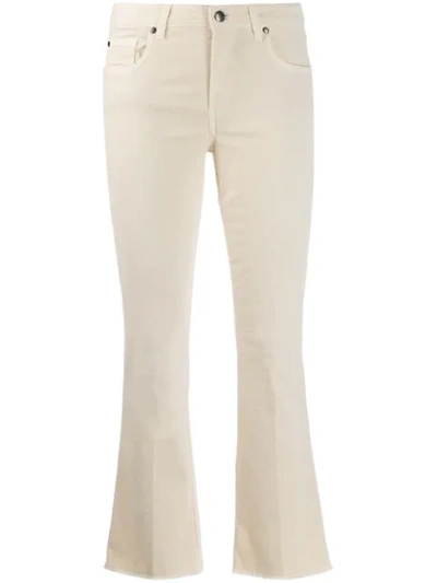 Fay Fringed Trim Flared Jeans In White