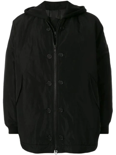 Yohji Yamamoto Layered Hooded Jacket In Black