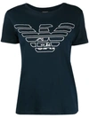 Emporio Armani Logo Printed T-shirt In Blue
