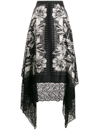 Antonio Marras Floral Print Silk Skirt In Black