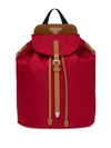 Prada Logo Plaque Backpack In Red