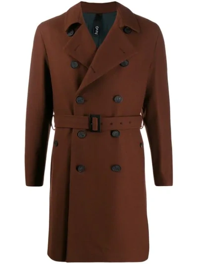 Hevo Savelle Belted Trench Coat In Red