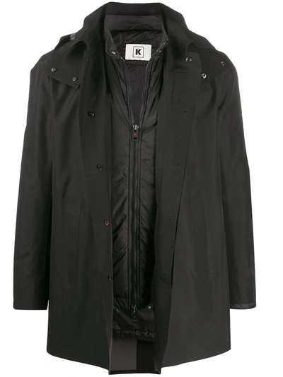 Kired Hooded Rain Coat In Black
