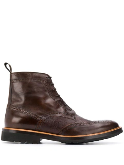 Dell'oglio Lace-up Ankle Boots In Brown