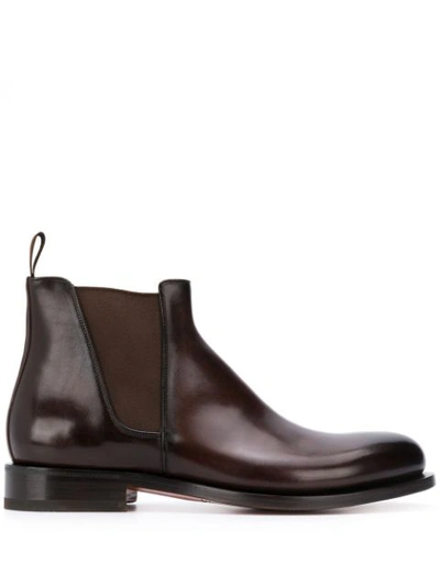 Santoni Chelsea Ankle Boots In Brown