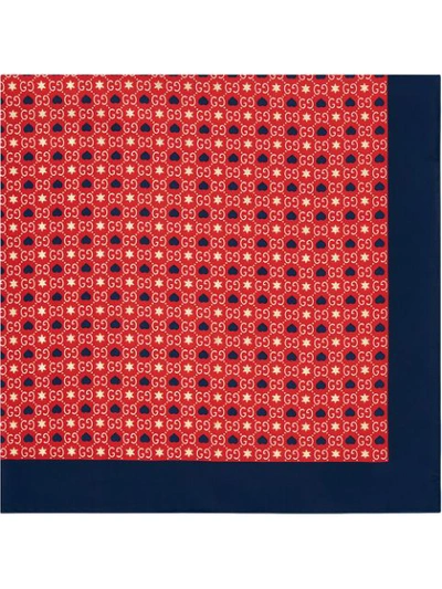 Gucci Graphic Print Monogram Pattern Scarf In Red