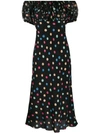 Rixo London Gina Polka Dot Silk Dress In Black