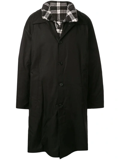 Juunj Check-lined Coat In Black