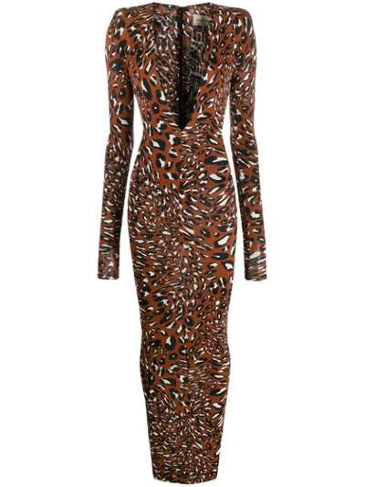 Alexandre Vauthier Leopard Print Dress In Brown
