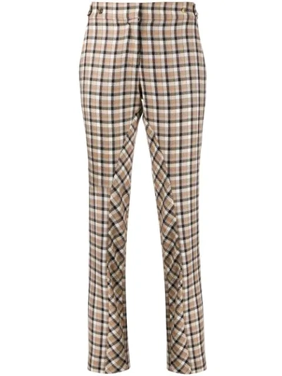 Paco Rabanne Check-print Cropped Trousers In Neutrals