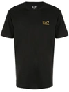Ea7 7 Lines Cotton Jersey T-shirt In Black