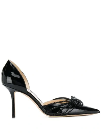 Jimmy Choo Kaitence 85mm Bow Detail Pumps In Black