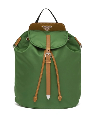 Prada Logo Plaque Backpack In Green