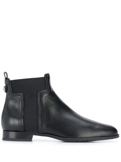 Tod's 20mm Leather Beatle Ankle Boots In Black
