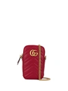 Gucci Gg Marmont Mini Leather Crossbody Bag In Red
