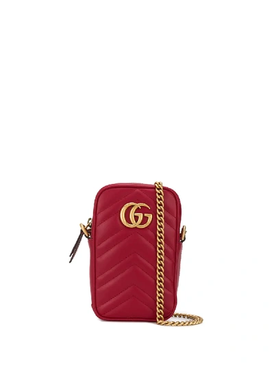 Gucci Gg Marmont Mini Leather Crossbody Bag In Red