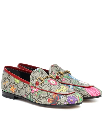 Gucci New Jordaan Floral Gg Supreme Loafer In Beige/ Multi