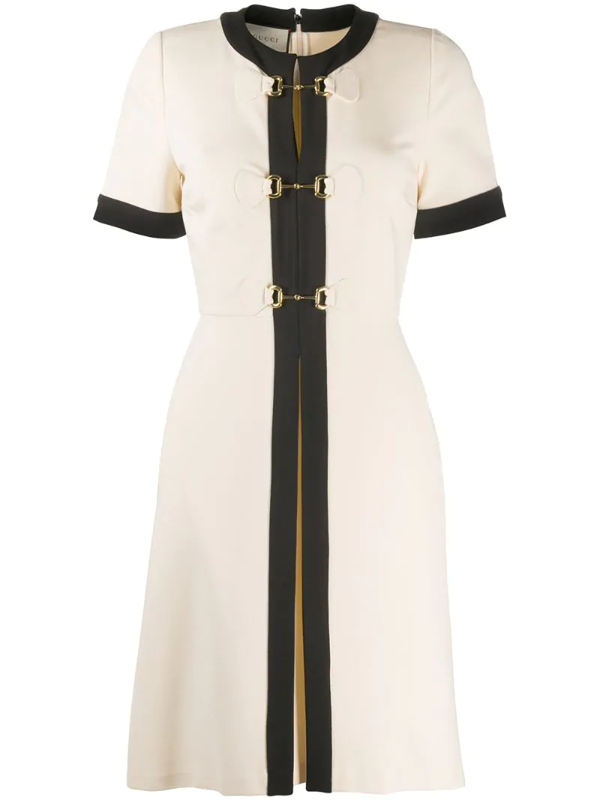 Gucci Horsebit Toggle Stretch Jersey A-line Dress In Neutrals | ModeSens