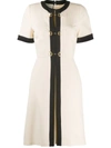 Gucci Horsebit Toggle Stretch Jersey A-line Dress In Neutrals