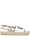 Gucci Pilar Embroidered Double G Logo Slingback Espadrille Sandal In Silver