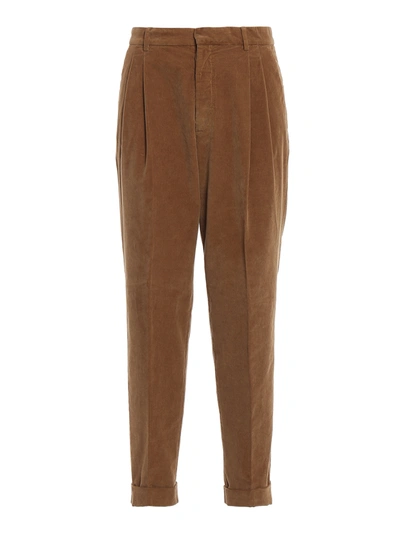 Dsquared2 Corduroy Trousers With Darts In Brown