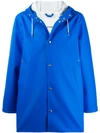 Stutterheim Stockholm Waterproof Hooded Raincoat In Blue