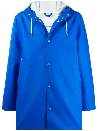 Stutterheim Stockholm Waterproof Hooded Raincoat In Blue