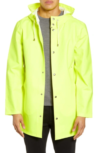 Stutterheim Stockholm Waterproof Hooded Raincoat In Safety Yellow