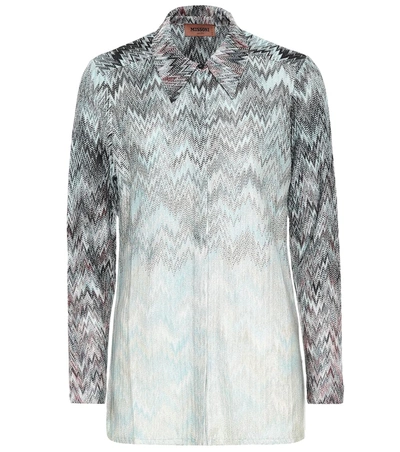 Missoni Metallic Knit Shirt In Blue