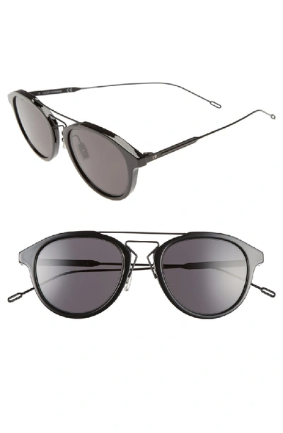Dior Mixed Media Round Sunglasses, 51mm In Black