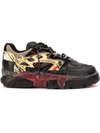 Maison Margiela Fusion Leather Low-top Sneakers In Black Gold Red