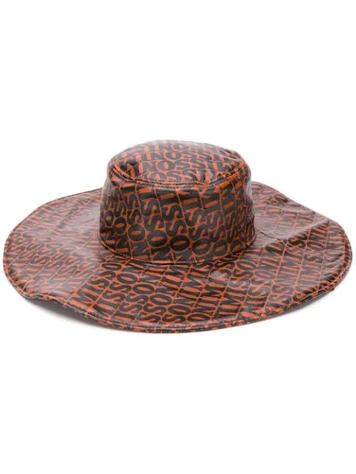 Missoni Printed Coated Leather Hat In Brown