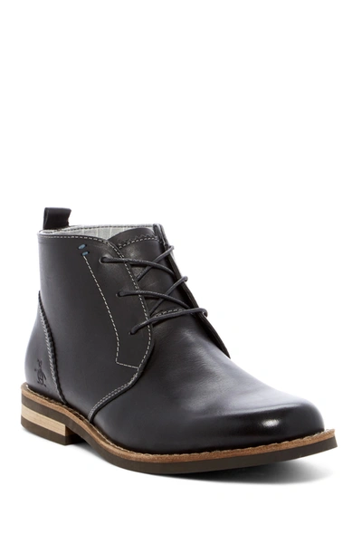 Original Penguin Hank Leather Chukka Boot In Black