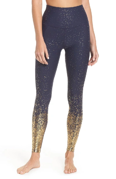 Beyond Yoga Alloy Ombre High-waist Midi Legging In Navy/ Gold Speckle