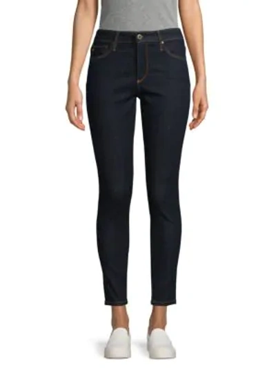 Ag Mid-rise Skinny Ankle Jeans In Dark Blue