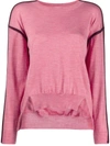 Stella Mccartney Contrast-seam High-low Sweater In Pink