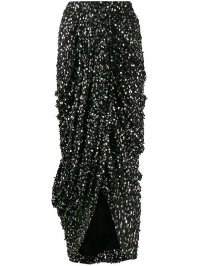 Isabel Marant Sequinned Ruched Midi Skirt In Black