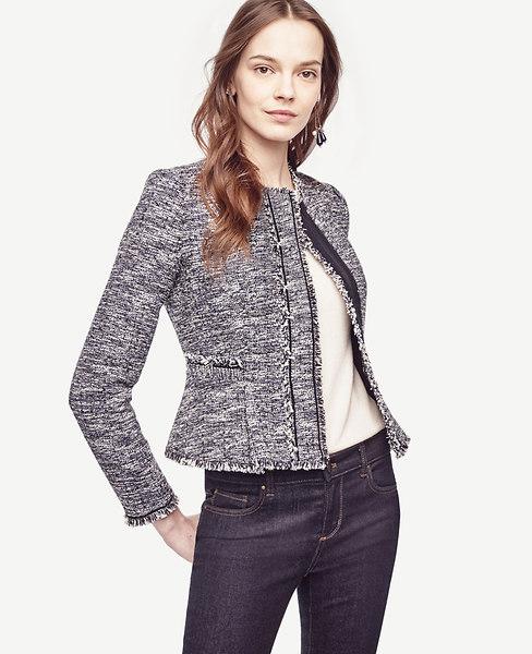 Ann Taylor Fringe Tweed Jacket | ModeSens