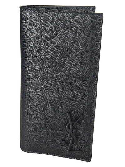 Saint Laurent Logo Plaque Long Wallet In Black