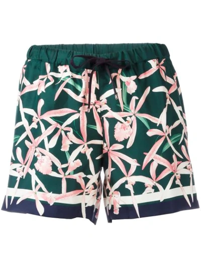 Moncler Floral Print Shorts In Bianco