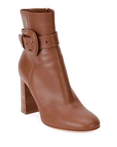 Gianvito Rossi Chunky-heel Leather Booties In Brown