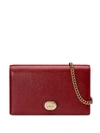 Gucci Marina Leather Flap Card Case Wallet On Chain In Red
