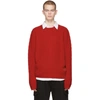 Gucci Men's Ribbed Wool Sweater W/ Cable-knit Detail In Red
