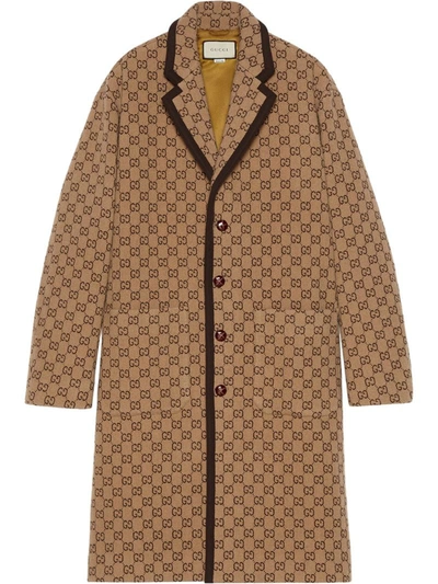 Gucci Men's Interlocking Gg Wool-blend Overcoat In Camel