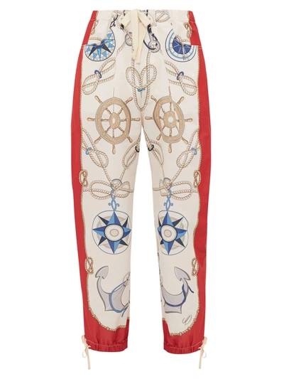 Gucci Men's Loose-fit Nautical-print Nylon Trousers In Live Red Multi