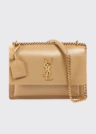 Saint Laurent Sunset Medium Monogram Ysl Chain Crossbody Bag In Nude