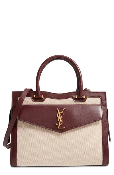 Saint Laurent Medium Uptown Cabas Satchel In Dark Beige