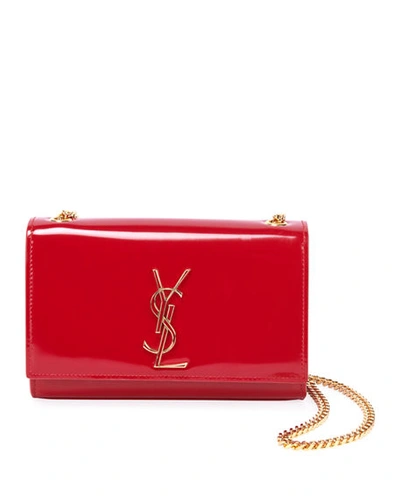 Saint Laurent Kate Small Shiny Box Crossbody Bag In Red