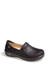 A.w.a.k.e. Alegria Keli Embossed Clog Loafer In Black Paisley Leather