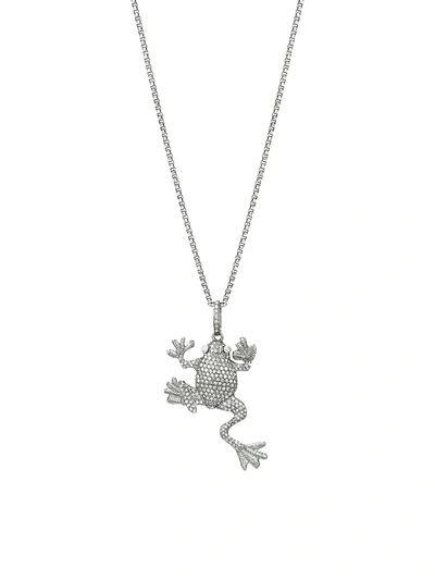 Nina Gilin Women's Black Rhodium-plated Silver & Diamond Pavé Frog Pendant Necklace In Silvertone